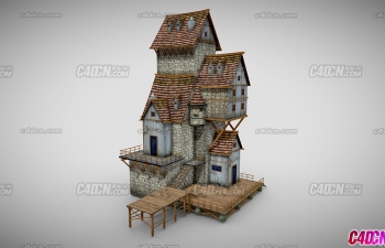 富有创意的杜聪鞥石头房子海边建筑古代建筑模型下载