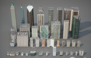 现代都市城市摩天大厦大楼建筑模型合集包