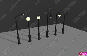 6ɫ·ģ low poly street lamps collection