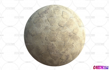C4D破旧肮脏泥扇瓦石块路面材质球贴图(4K分辨率)