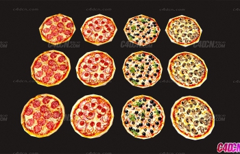 C4Dֲͬζʳͨʳģ tasty lowpoly pizza