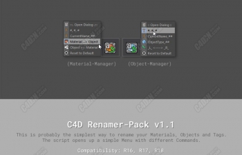 C4D对象重命名脚本工具 C4D Script: C4D Renamer-Pack v1.1