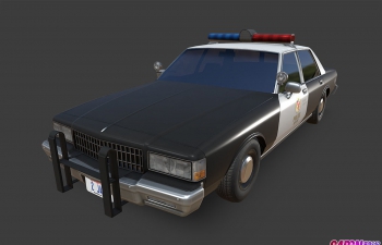 雪佛兰Caprice汽车改装警车版C4D模型 chevrolet Caprice 1989 police