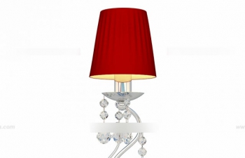 ˮɫֱڵ3Dģ Crystal base red lampshade wall lamp 3D model
