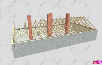 未完成的砖墙房子木头骨架建筑模型