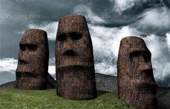 C4D复活节岛石像雕塑模型 Moai statue