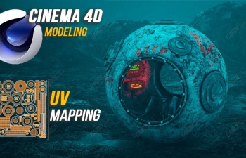 Cinema4D S24+UV扫描3D建模和UV映射教程-太空舱(Redshift渲染器)