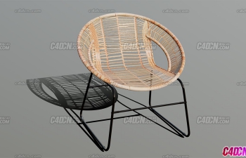 低多边形柳条椅子家具模型 Wicker Chair Low Poly