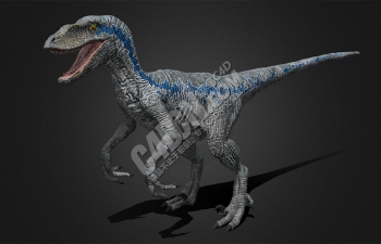 C4D蓝色迅猛龙恐龙模型