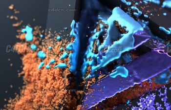 C4D+X-Particles粒子插件液体混合动画工程 NeXus Fluid Mix