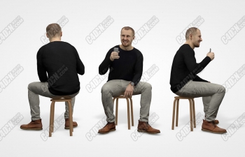 ƷC4Dֻģ Mark Casual Man Sitting And Holding