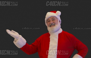 C4D格式写实材质单手插腰欢迎光临的圣诞老人模型