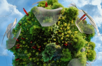 Octane Render松树林网兜植物C4D星球工程模型