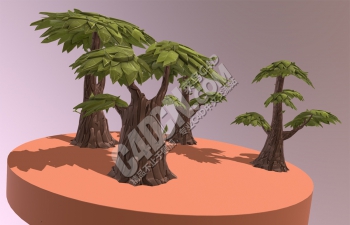 C4D卡通树林模型