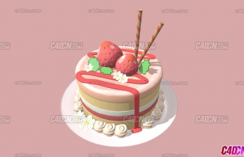 Blender格式生日蛋糕模型 Strawberry cake