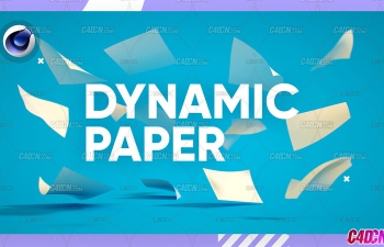 C4D动力学漂浮纸张动画工程模型 Dynamic Floating Paper