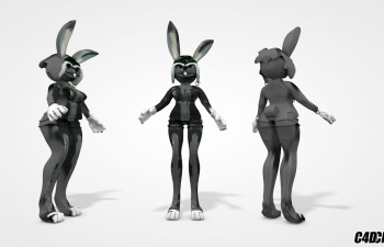 C4D模型 拟人化卡通兔子女性模型