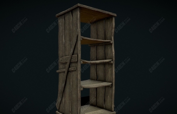 C4Dߴľͼ Tall Wooden Medieval Shelf