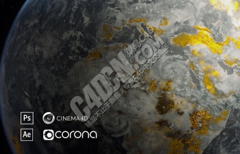 C4D+Corona渲染器分层材质制作星球纹理渲染教程