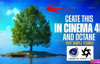 C4D+Octane海上荒岛大树自然场景渲染教程(包含素材文件)