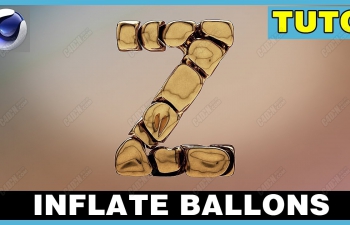 C4D柔体动力学制作字母Z造型设计教程 Inflate balloon Cinema4D soft body tutorial