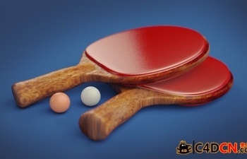 灰猩猩系列-乒乓球拍建模物理渲染教程Ping Pong Paddles in Cinema 4D Tutorial