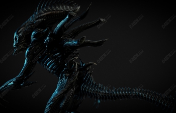 C4D写实科幻蓝色异形怪物模型