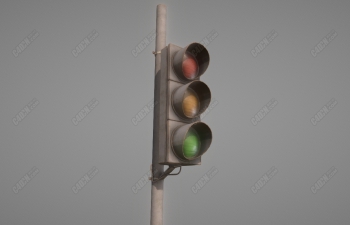 C4D复古红绿灯交通模型