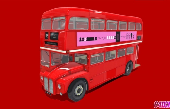 C4D英国双层公共巴士汽车模型