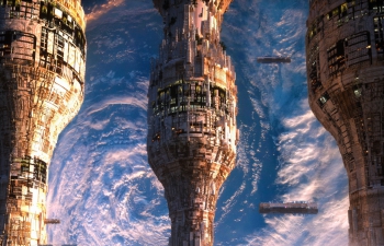 C4D作品《科幻太空人马帝国城市静帧》
