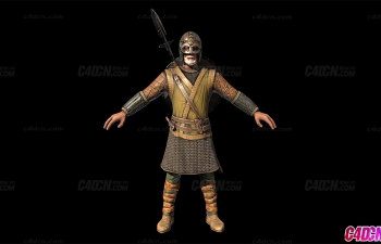 C4D古罗马老年士兵模型