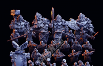 幻想魔法世界矮人族士兵战士雕塑3D打印模型合集