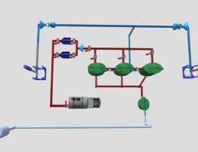 C4D深层水压力泵自动化电机抽水泵系统模型