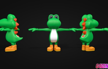 C4D模型 绿色卡通小恐龙动物模型