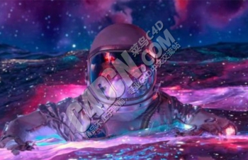 C4D科幻创意教程-Redshift渲染器星辰大海漂浮宇航员