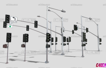 Blender加州交通信号灯红绿灯模型合集