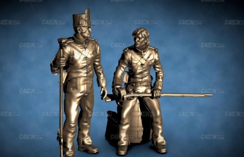 C4D滑铁卢士兵人物雕塑雕像模型下载 Waterloo diorama