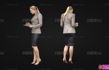 C4D商务女性模特模型下载 Business Woman Standing