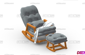 C4D+Blender分体式摇摇椅户外休闲家具模型 Rocking Chair