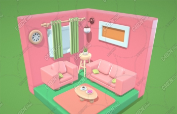ɫɰͨ΢ģ 3D Isometric Living Room