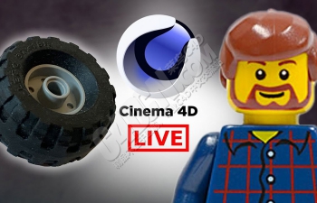 免费Cinema 4D R25乐高玩具车轮多边形布线建模教程