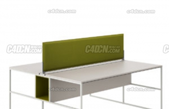 双人位隔断办公桌C4D模型 venti double table system