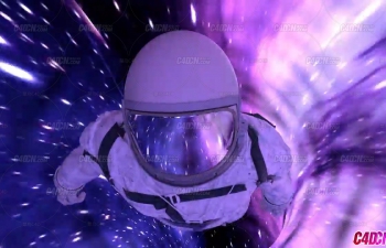 C4D宇航员穿越穿梭宇宙虫洞科幻无限循环动画场景渲染教程