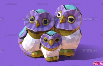 C4D;èͷӥͥģ Low Poly Owl Family