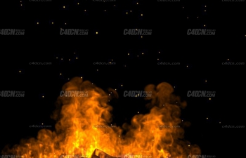 C4D+X-ParticlesӲľ̿ȼջӶ ExplosiaFX Camp Fire