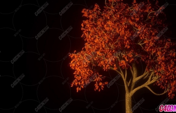 Cinema 4D+Octane制作秋天逼真的自然枫叶树木渲染教程