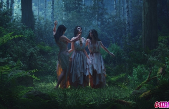 C4D作品《超写实森林中的三个女人渲染静帧》